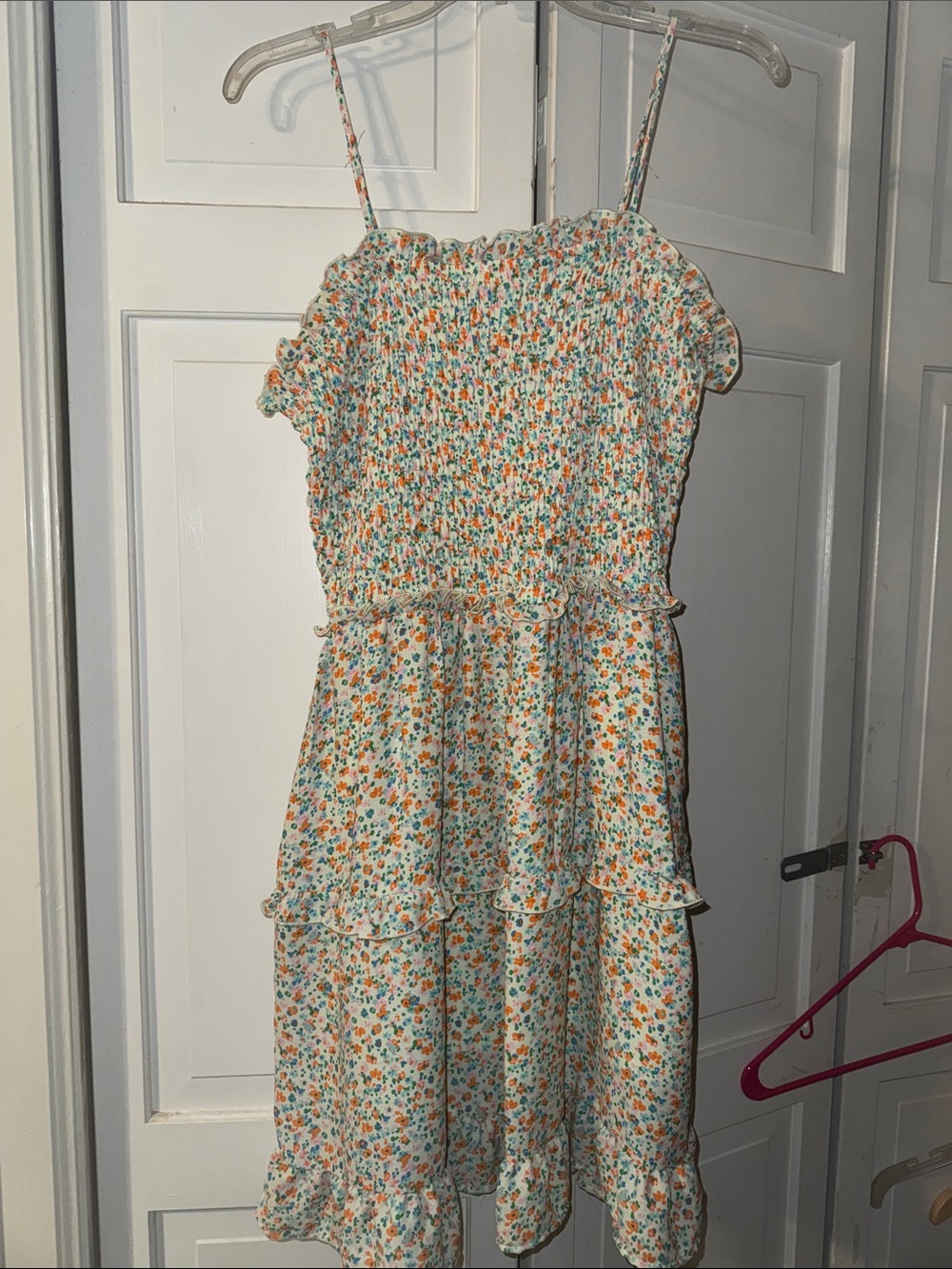 Jessica Simpson White Sundress with Orange & Teal Floral Print